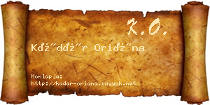 Kádár Oriána névjegykártya
